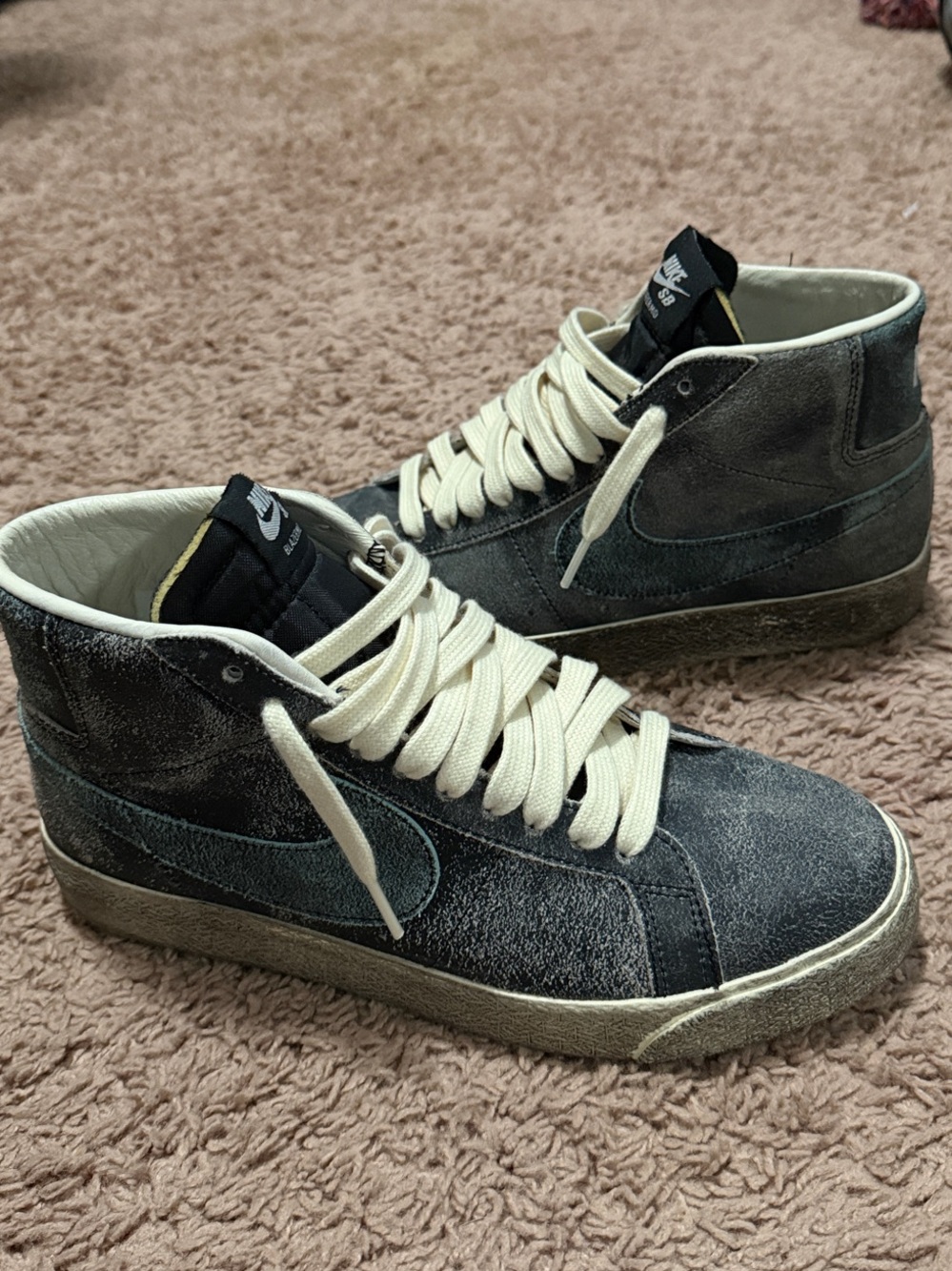 Nike Men's Mid-Top Suede Sneakers in Black and Cream